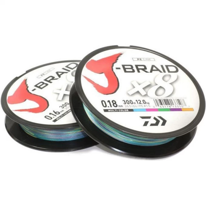 Шнур DAIWA J-Braid X8 0,20мм 300м multicolor 12755-120 Шнур DAIWA J-Braid X8 0,20мм 300м multicolor 12755-120
