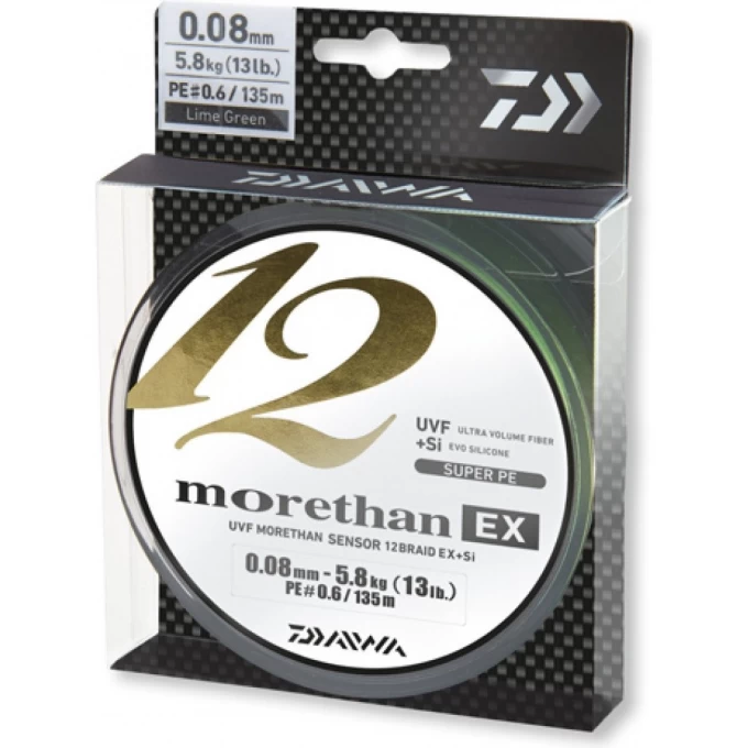 Шнур DAIWA Morethan 12BEX+Si 0,10мм 135м LG 12695-010 Шнур DAIWA Morethan 12BEX+Si 0,10мм 135м LG 12695-010